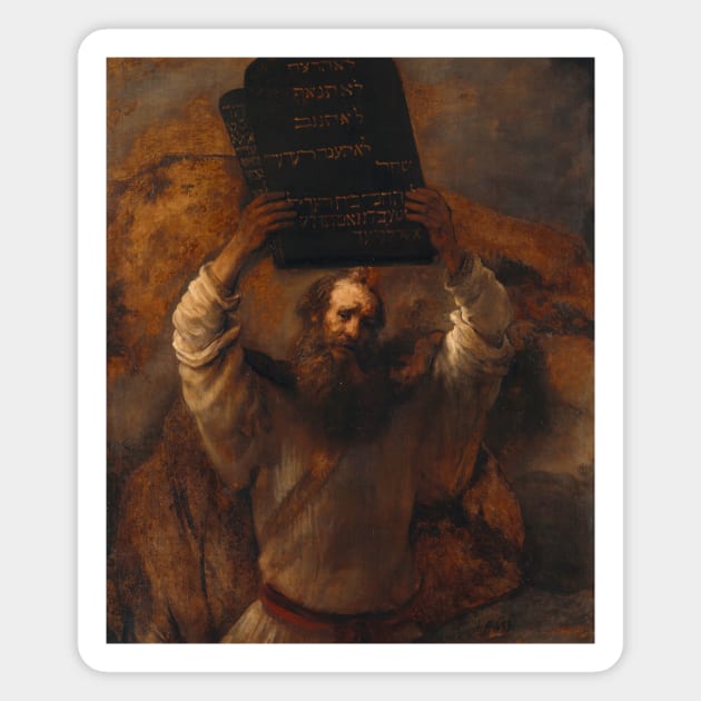 Moses with the Ten Commandments by Rembrandt Magnet by Classic Art Stall